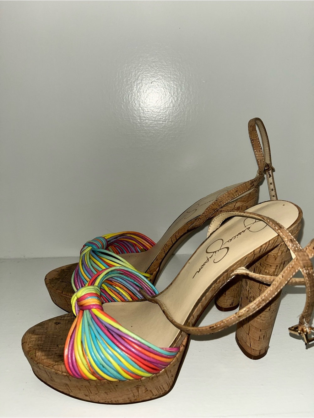 Jessica Simpson Rainbow Knot Cork Platform Sandals